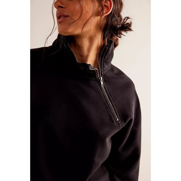 Free People We The Free Just A Game Half-Zip Sweatshirt Top Slouchy L NEW 282629 - Picture 2 of 8